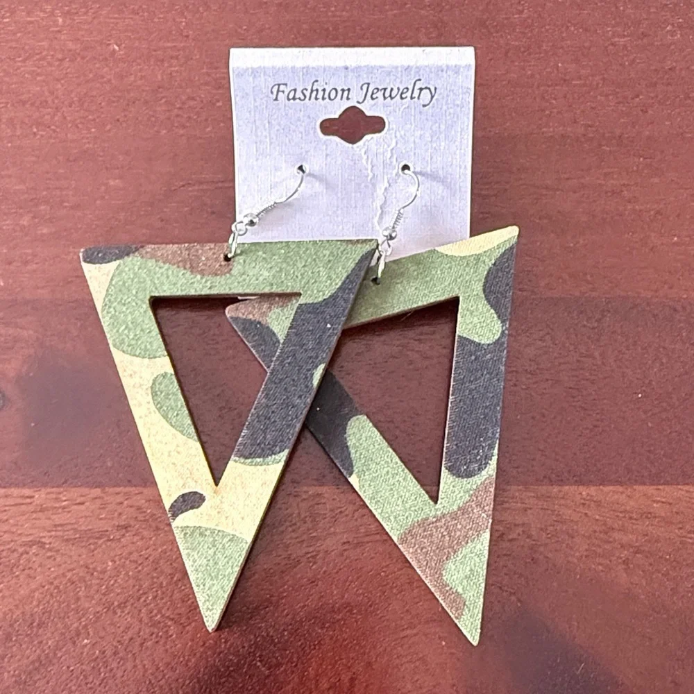 Geometric Camouflage Drop Earrings